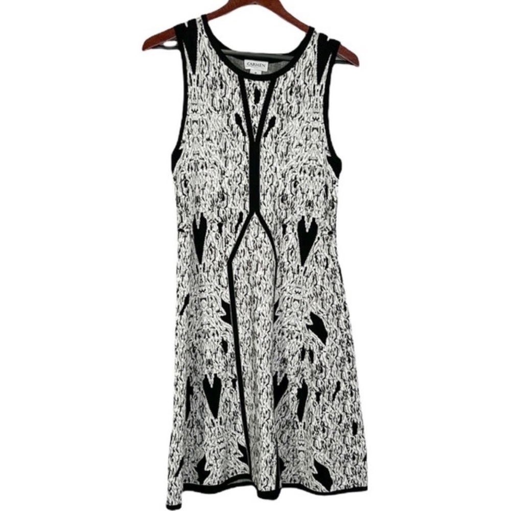 Carmen Marc Valvo black/White Sleeveless Dress
